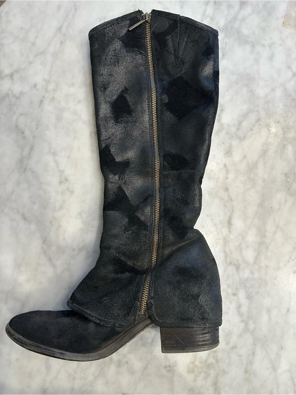 Donald J. Pliner Black Suede Tall Zip Boots